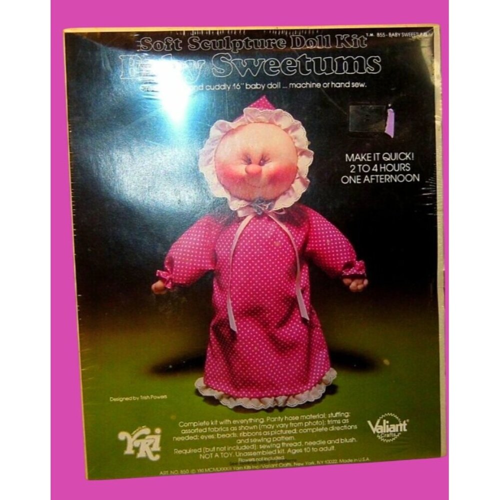 Soft Sculpture Doll Kit Baby Sweetums By YKI & Valiant Crafts DIY 16" Baby Doll
